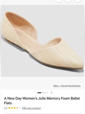 a new day Women's Julie Pointed D'Orsay Ballet Flats in Natural